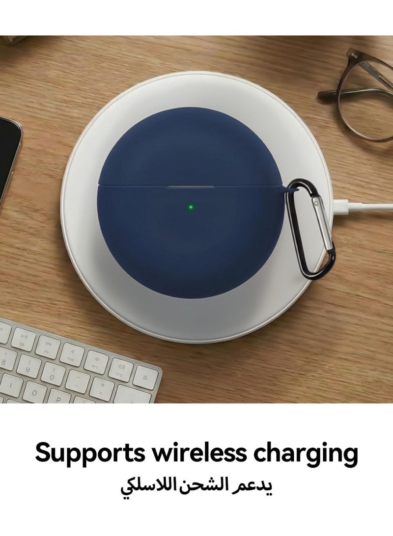 INEIX Silicone Case Cover Compatible with Huawei FreeBuds 7i - Premium Silicone with Hook, Shockproof Protection Blue - Image 2